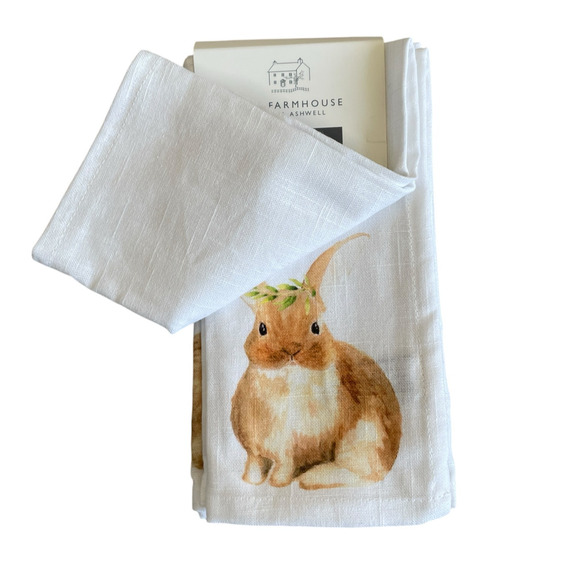 The Farmhouse Easter Bunny Cotton Napkins 18x18 Set of 4 Spring NEW - Picture 8 of 9